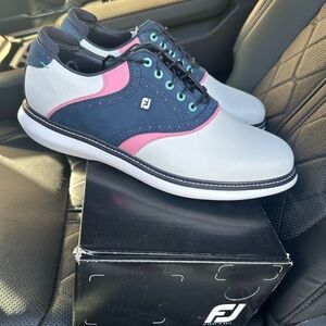 FootJoy Men's Gray and Pink Oxfords